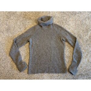 Sutton Studio Cashmere Turtleneck Sweater Gray Raglan Sleeve Womens Small